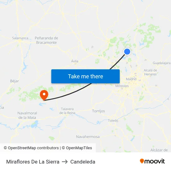 Miraflores De La Sierra to Candeleda map