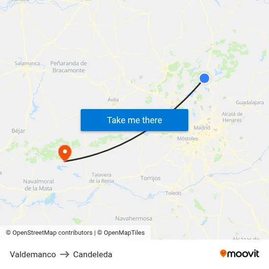 Valdemanco to Candeleda map