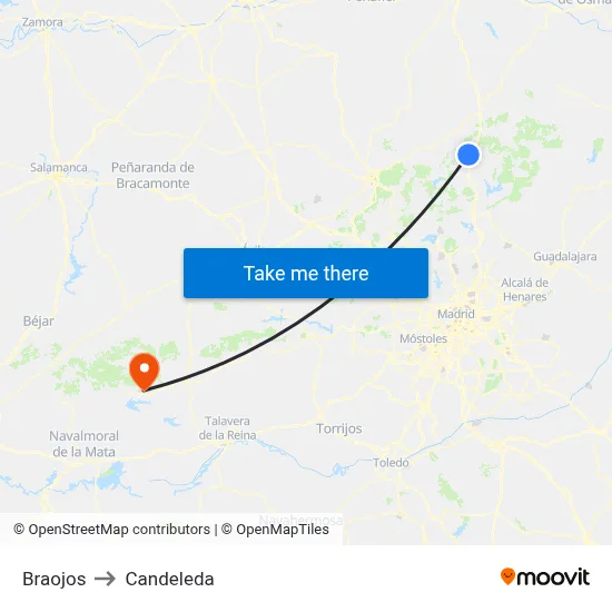 Braojos to Candeleda map