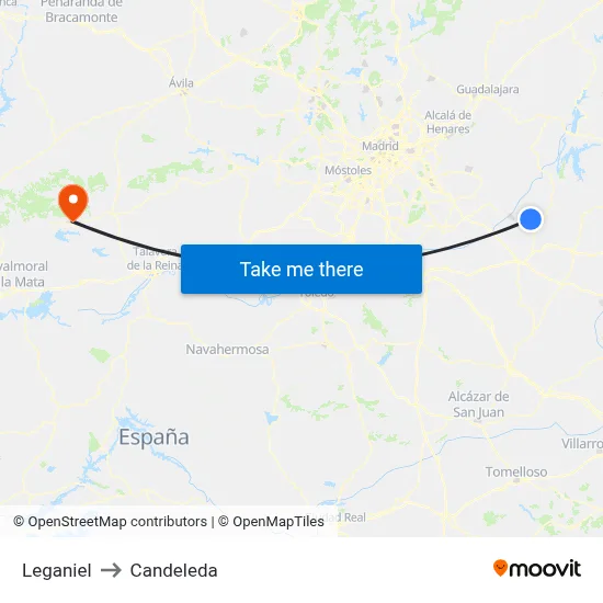 Leganiel to Candeleda map