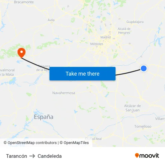 Tarancón to Candeleda map