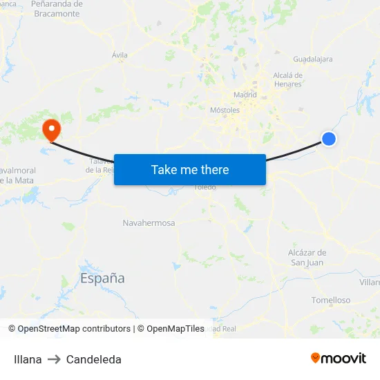 Illana to Candeleda map