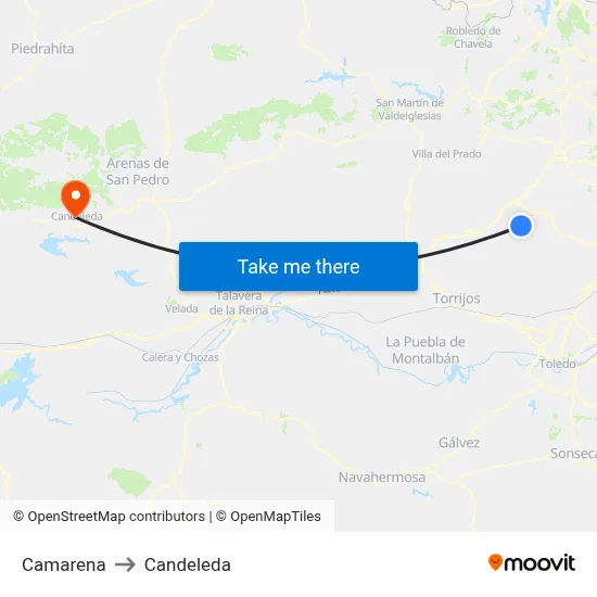 Camarena to Candeleda map