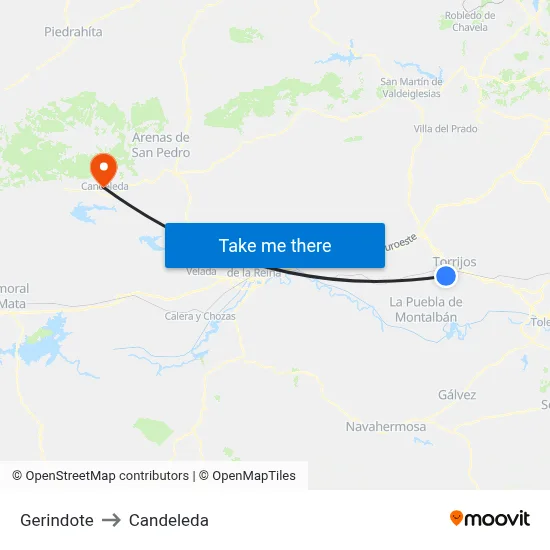 Gerindote to Candeleda map