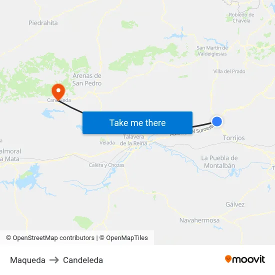 Maqueda to Candeleda map