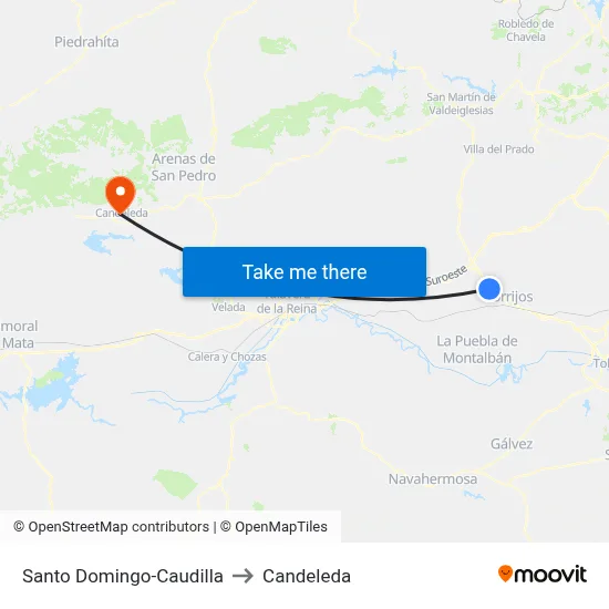 Santo Domingo-Caudilla to Candeleda map