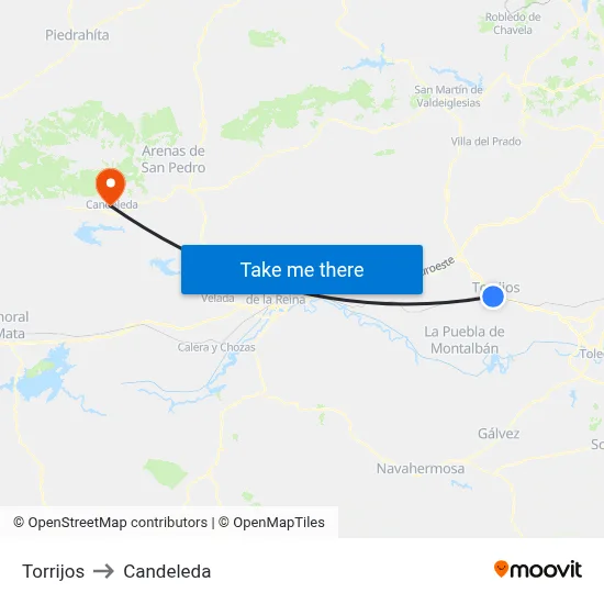 Torrijos to Candeleda map