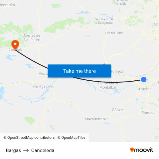 Bargas to Candeleda map
