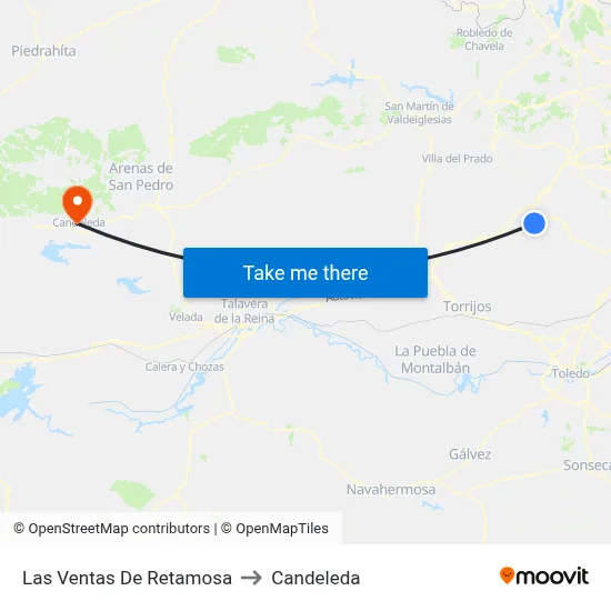 Las Ventas De Retamosa to Candeleda map