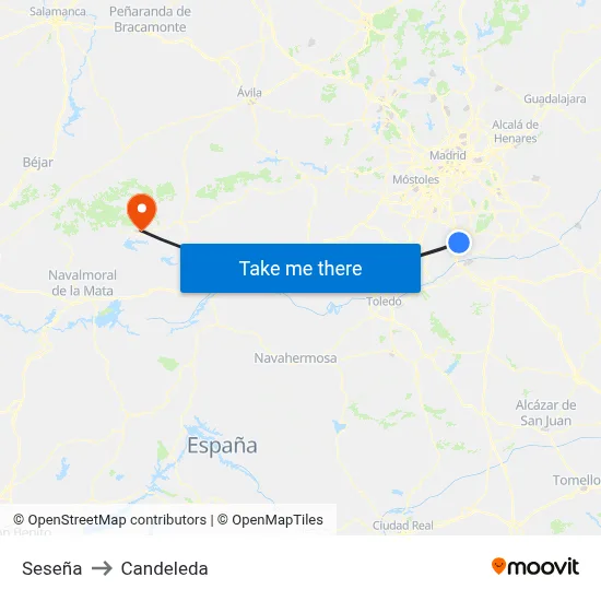 Seseña to Candeleda map