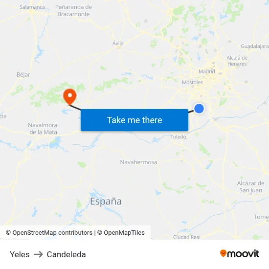 Yeles to Candeleda map