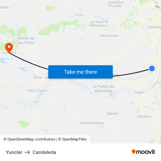 Yuncler to Candeleda map