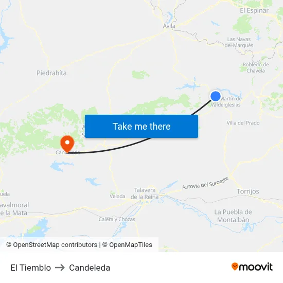 El Tiemblo to Candeleda map
