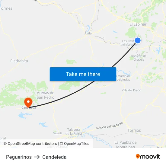 Peguerinos to Candeleda map
