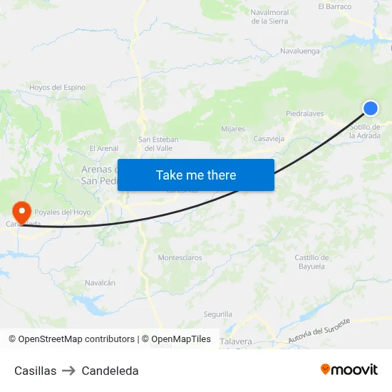Casillas to Candeleda map
