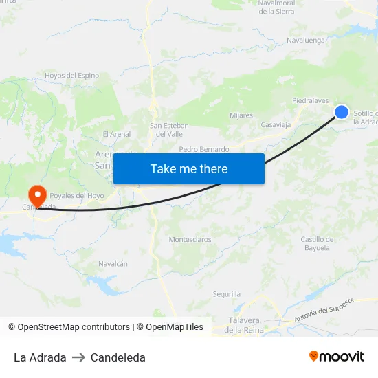 La Adrada to Candeleda map