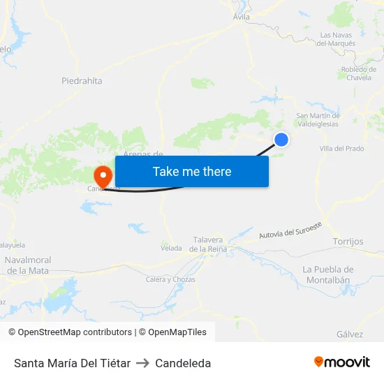Santa María Del Tiétar to Candeleda map