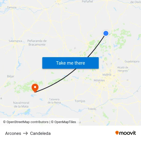 Arcones to Candeleda map