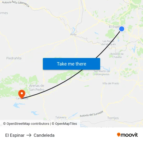 El Espinar to Candeleda map