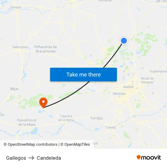 Gallegos to Candeleda map