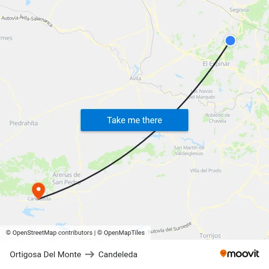 Ortigosa Del Monte to Candeleda map