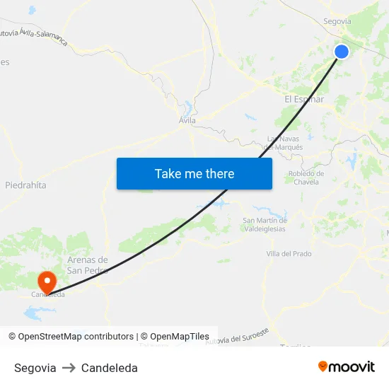 Segovia to Candeleda map