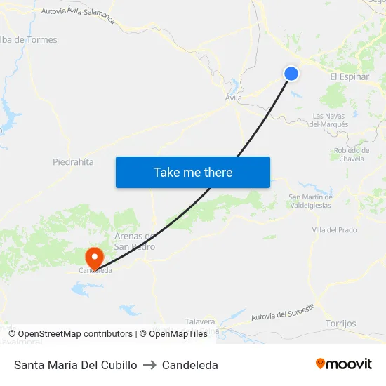 Santa María Del Cubillo to Candeleda map