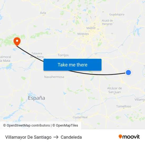 Villamayor De Santiago to Candeleda map