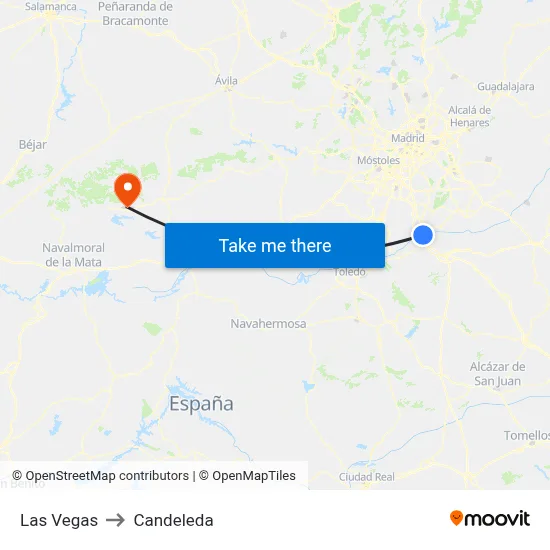 Las Vegas to Candeleda map