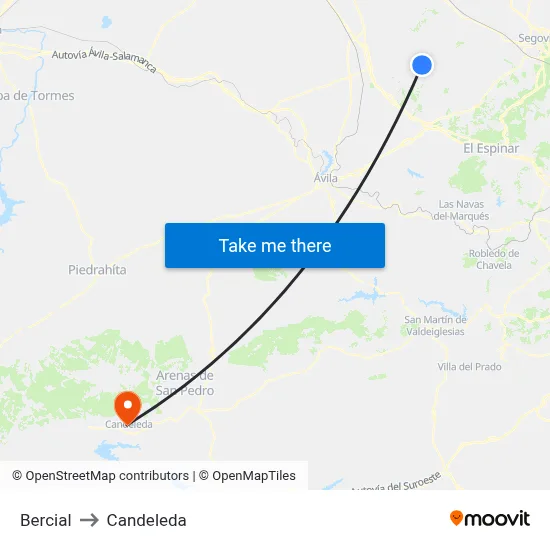 Bercial to Candeleda map