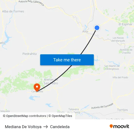 Mediana De Voltoya to Candeleda map
