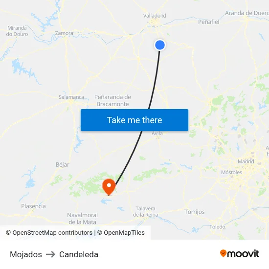 Mojados to Candeleda map