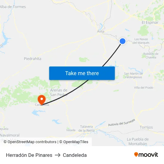 Herradón De Pinares to Candeleda map