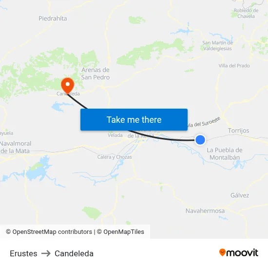 Erustes to Candeleda map