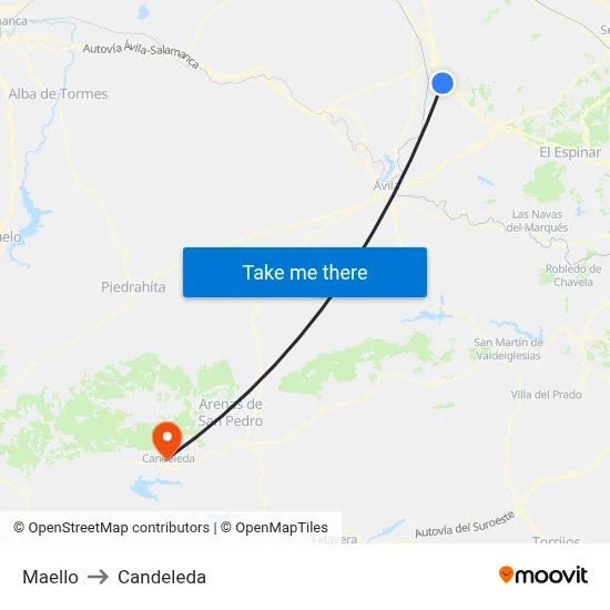 Maello to Candeleda map