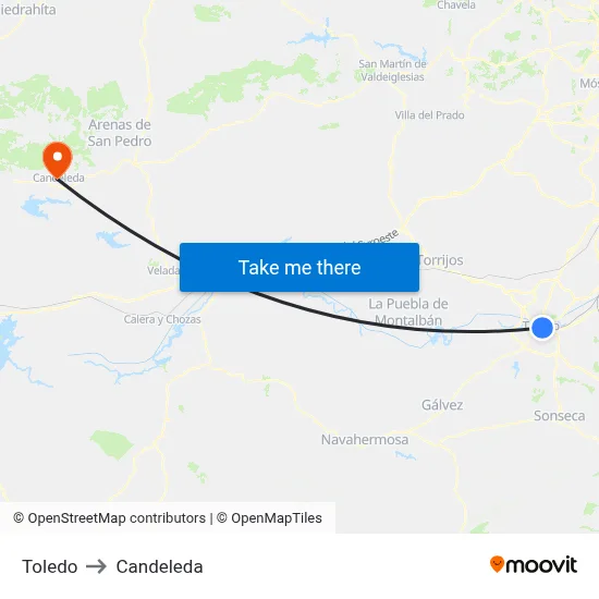 Toledo to Candeleda map