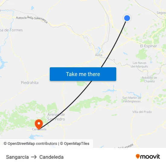Sangarcía to Candeleda map