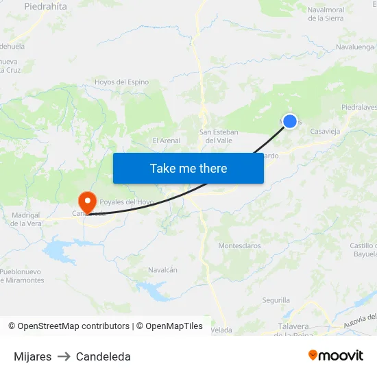 Mijares to Candeleda map