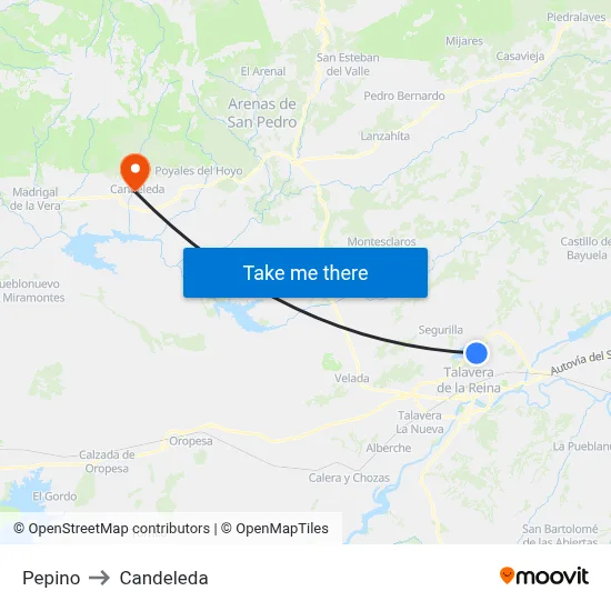 Pepino to Candeleda map
