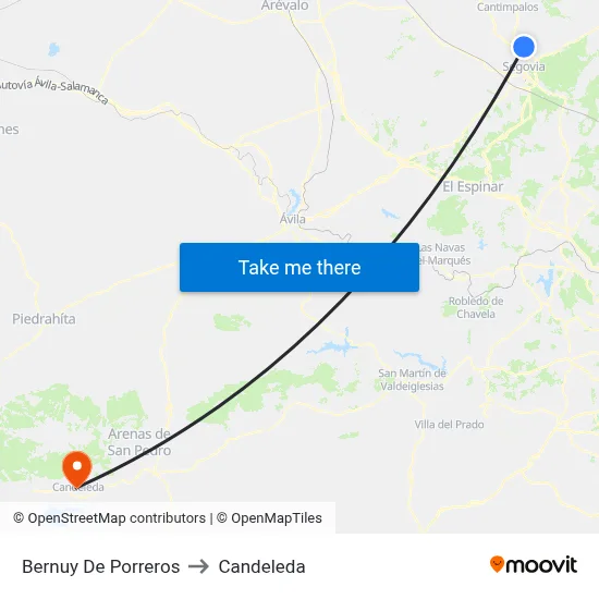 Bernuy De Porreros to Candeleda map
