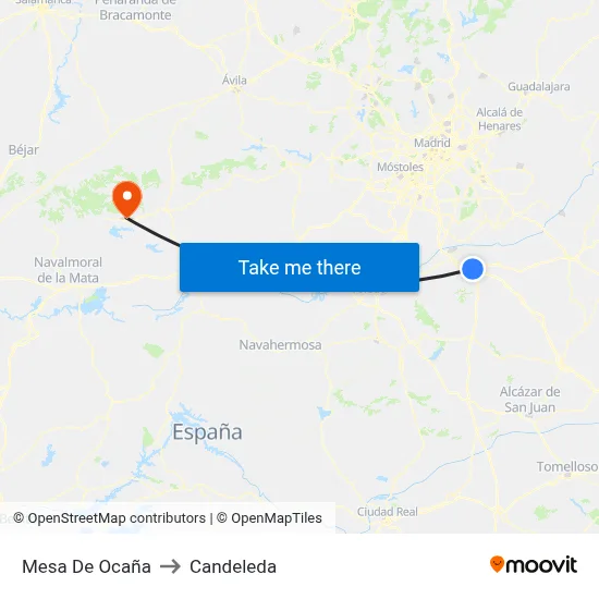 Mesa De Ocaña to Candeleda map