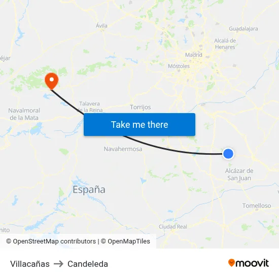 Villacañas to Candeleda map