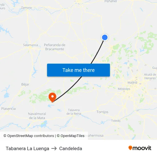 Tabanera La Luenga to Candeleda map