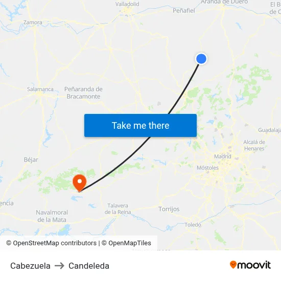 Cabezuela to Candeleda map