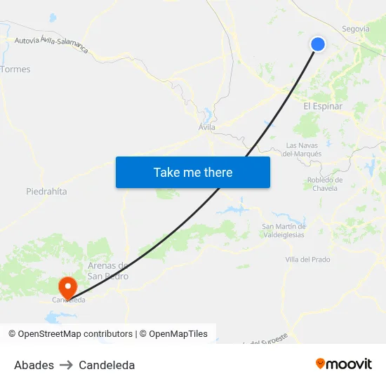 Abades to Candeleda map