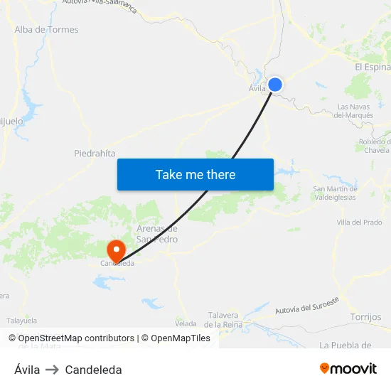 Ávila to Candeleda map