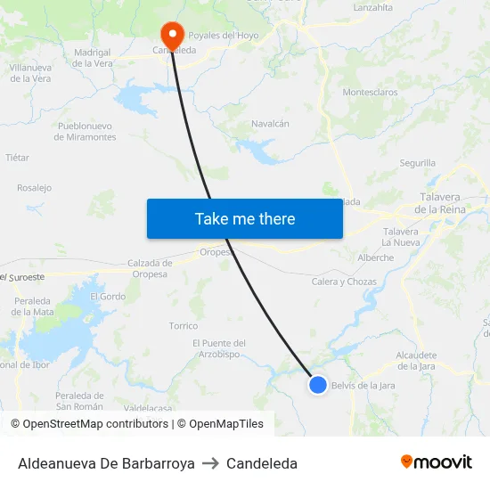 Aldeanueva De Barbarroya to Candeleda map