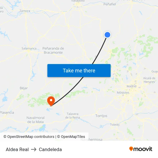 Aldea Real to Candeleda map