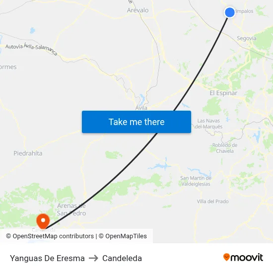 Yanguas De Eresma to Candeleda map
