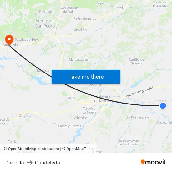Cebolla to Candeleda map